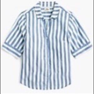 J CREW SHORT-SLEEVE BUTTON-UP SHIRT IN WIDE STRIPE